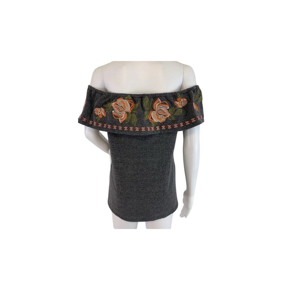 THML Anthropologie Women’s XL Embroidery Detail Off Shoulder Knit Top Boho